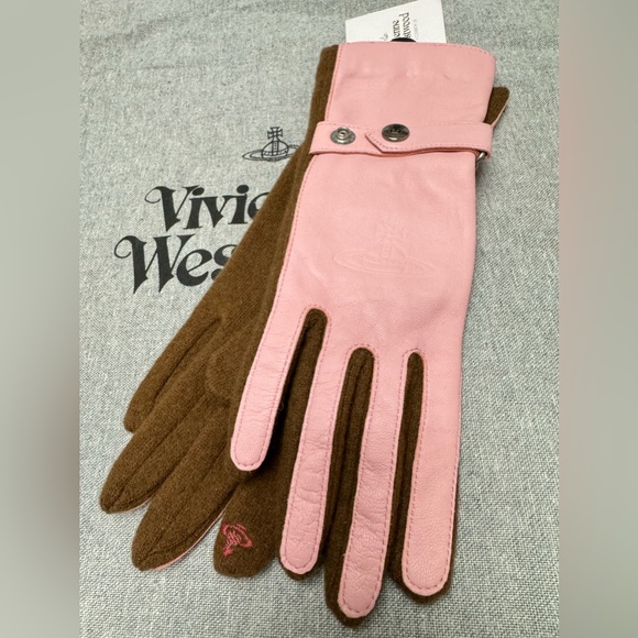 Vivienne Westwood gloves pink real leather Japan Exclusive - Picture 2 of 16